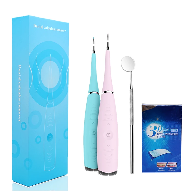 

Plaque Remover For Teeth Sonic Electric Tooth Cleaner Tartar Calculus Tooth Stain Remover Cleaning Tool Kit, Blue/pink
