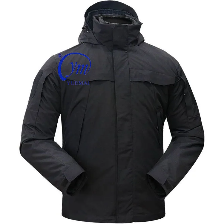 

Outdoor Detachable Autumn And Winter Cotton Padded 3-in-1 Windbreaker Tactical Jacket, Black and coyote