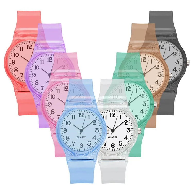 

Hot Sale Plastic Transparent Watch Women Black Multi-color Women Watch Ladies Watch, Picture