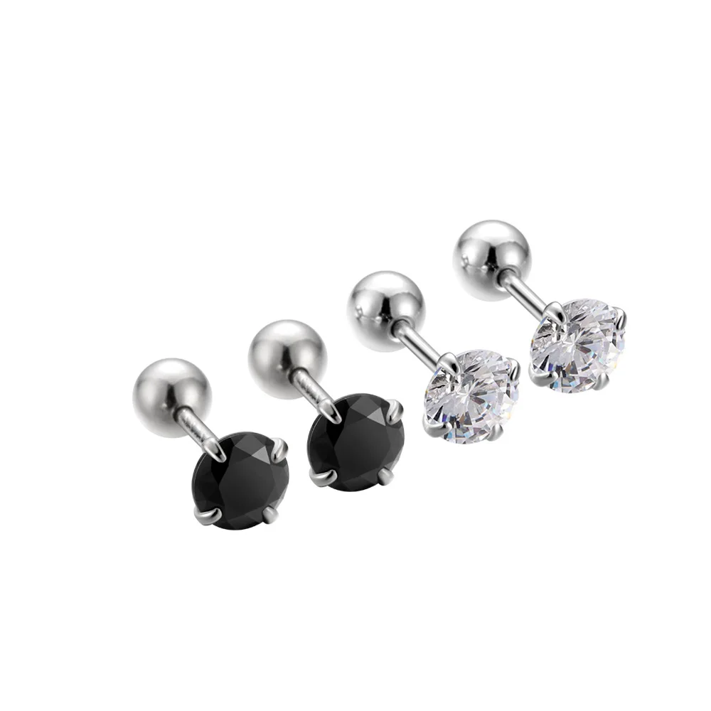 

Hainon 925 silver stud earrings for women Romantic 3mm 4mm round black zircon earrings jewelry wholesale, Picture shows