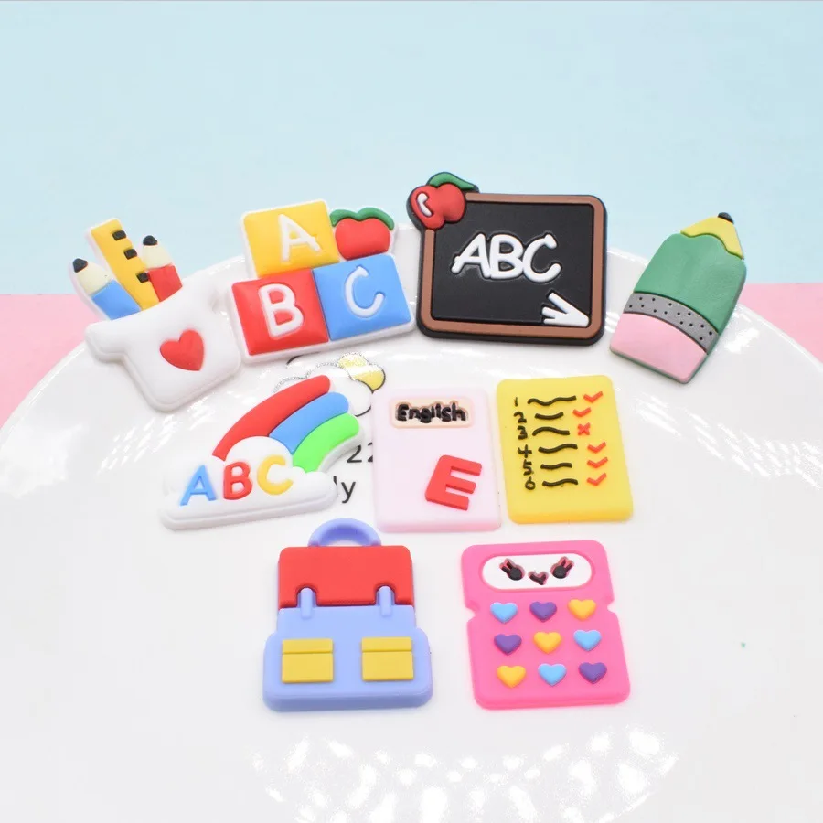 

DIY Luxury cute kids stationery pencil Custom Ring Charms Bracelet Accessories for Jewelry Making, As picture