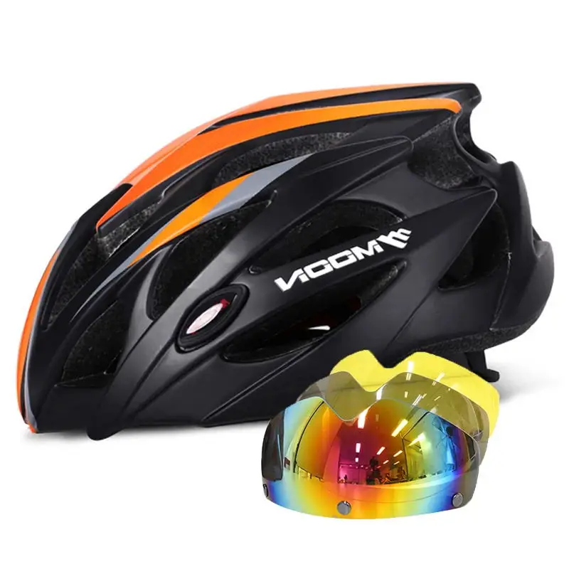 

CE EN1078 Black Red Orange Blue In-Mold 25Vents Sweat Proof Mountain Road Bicycle Safety Helmet With Magnetic glasses