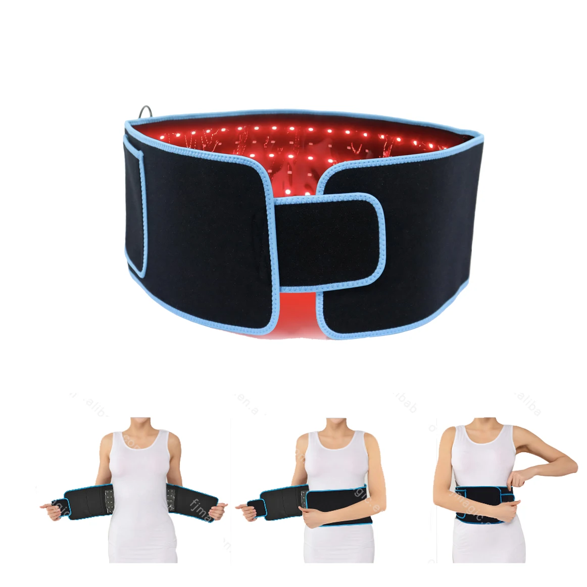 

Simple and portable LED red light slimming physiotherapy belt, Black