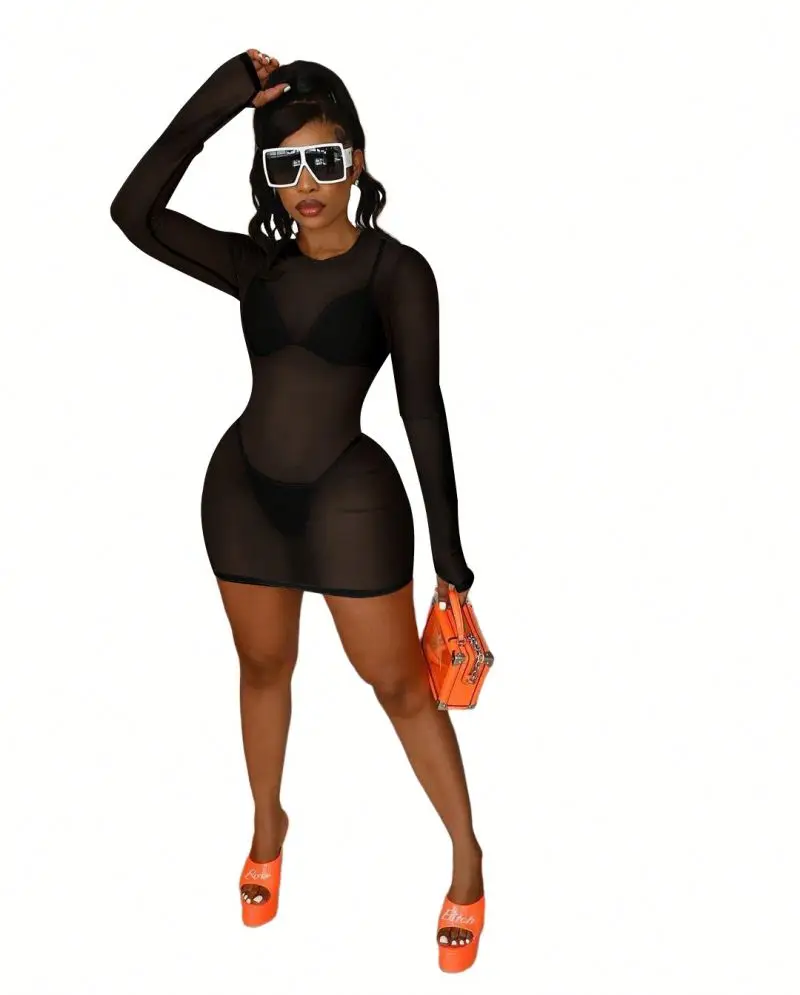 

mesh black sexy see-through dress lingerie dress sheer mesh bodycon long dress