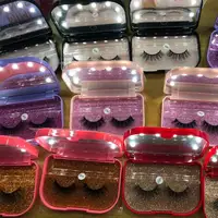 

LED lash case with logo best quality eyelash strip Own Brand Custom lashes suitcase Package Private Label 3D Mink Eyelashes
