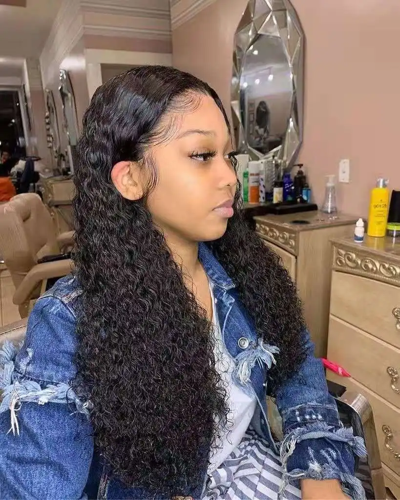 

18inch water wave hd lace frontal wig deep wave curly Indian Hair Raw Unprocessed Virgin 360 Lace Frontal Wig