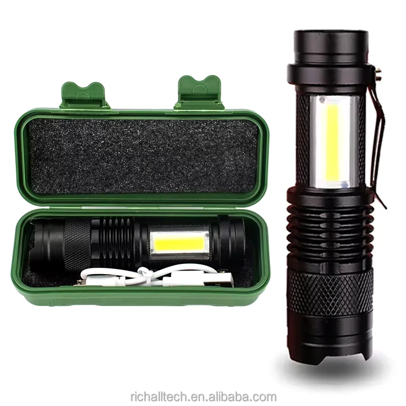 Wholesales Tactical Rechargeable Zoom Torch Light Emergency XPE COB Small Aluminum Flashlight for Camping Indoor