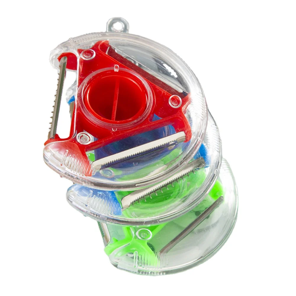 

Kitchen Utensil Vegetable Slicer Grater New Top Seller 3 in 1 Metal OEM Tools Steel Stainless Rotary multifunctional peeler, Green blud red