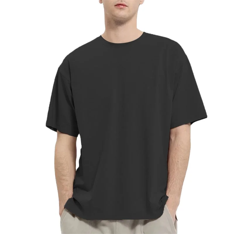 

New Design heavyweight pro club t shirt custom puff printing drop shoulder manufacturer 100% cotton plain oversize men t shirt