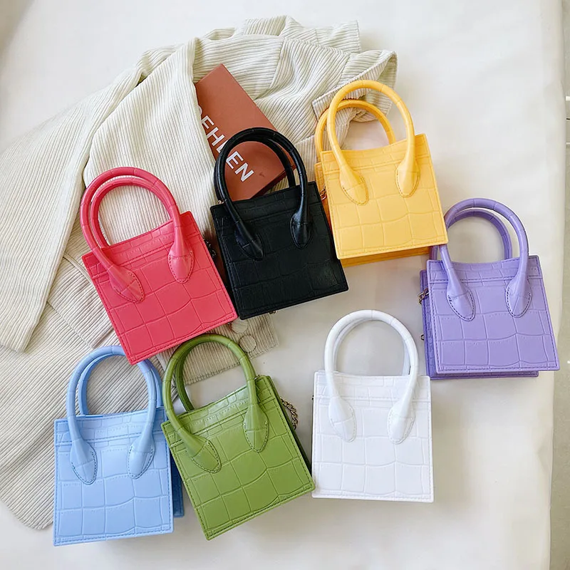 

2021 fashion chain shoulder small jelly women hand bags 2021 stone pattern cute PVC silicone mini purses and handbags ladies, Multy color to choose