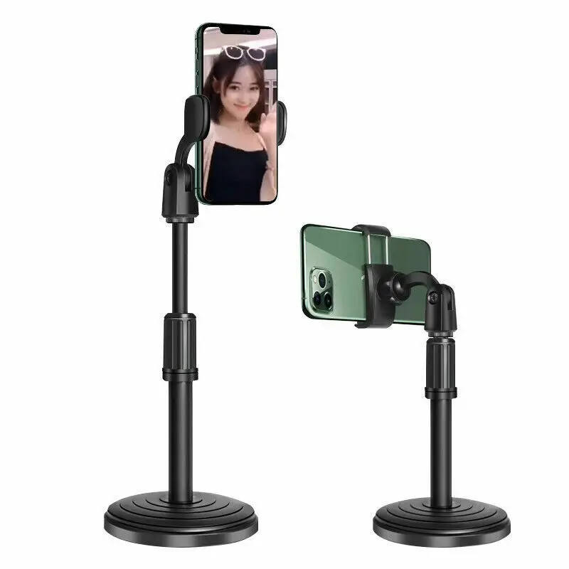 

AGS-T02 Factory wholesale Desktop Mobile Phone Holder, 360 Rotating for Live Streaming, Youtube, Round Base, Smartphone stand, Black