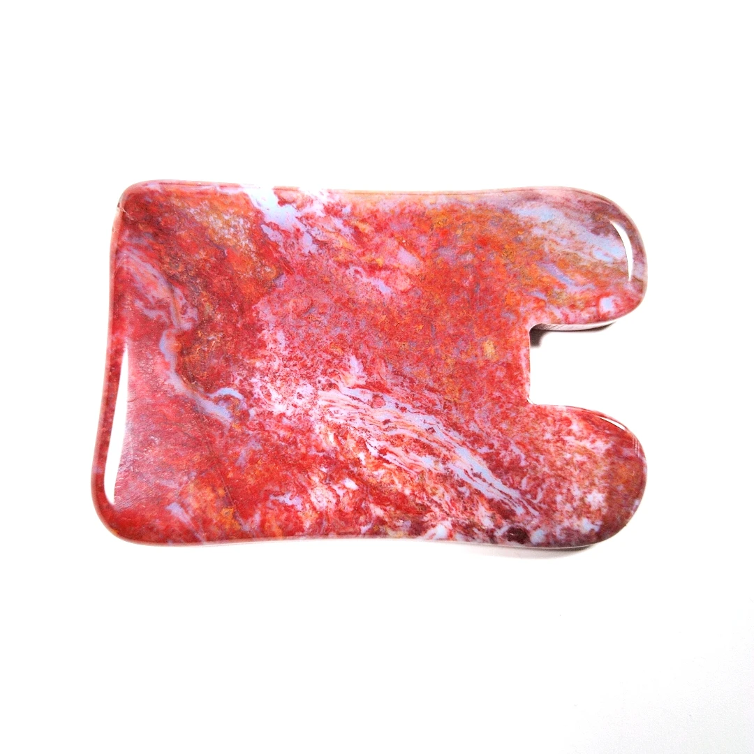 

Good Quality Beautiful Equipment Spiky Mookaite Jasper New Shape Face and Body Natural Gem Stone Gua Sha Board