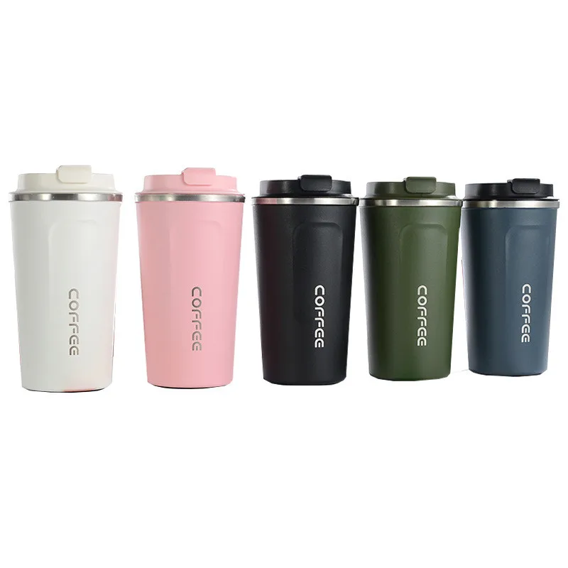 

New 510ml Reusable Double Wall 304 Stainless Steel Coffee Cups Vaccum Insulation Flask Car Mugs Cups With Lid