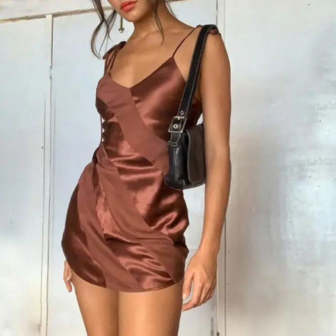 

2021spring women Color Blocking dress Fashion elegant dresses