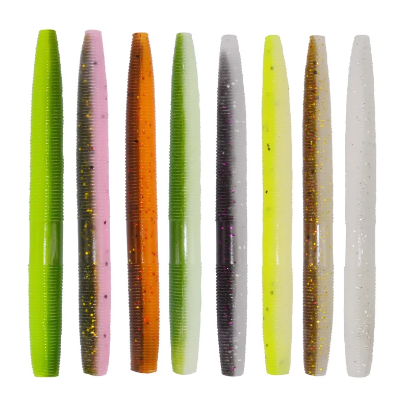 

Fishing Lure Stick Senko Worm 10cm 6.5g 8pcs Bass Soft Silicon Worm Lures Baits Artificial Earthworm Wracky Rig, 8colors