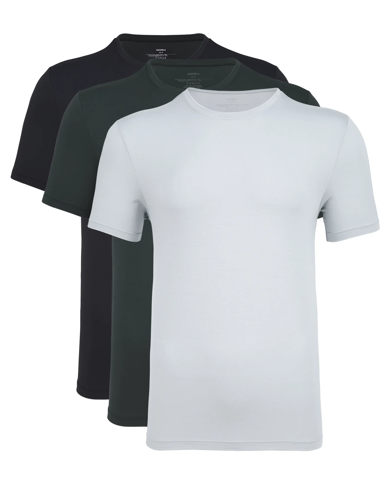 

3 Pack Soft Comfy Crew Neck Breathable Short Sleeve Tees Men'S Bamboo Stock T-Shirt T-Shirts, 3 colors