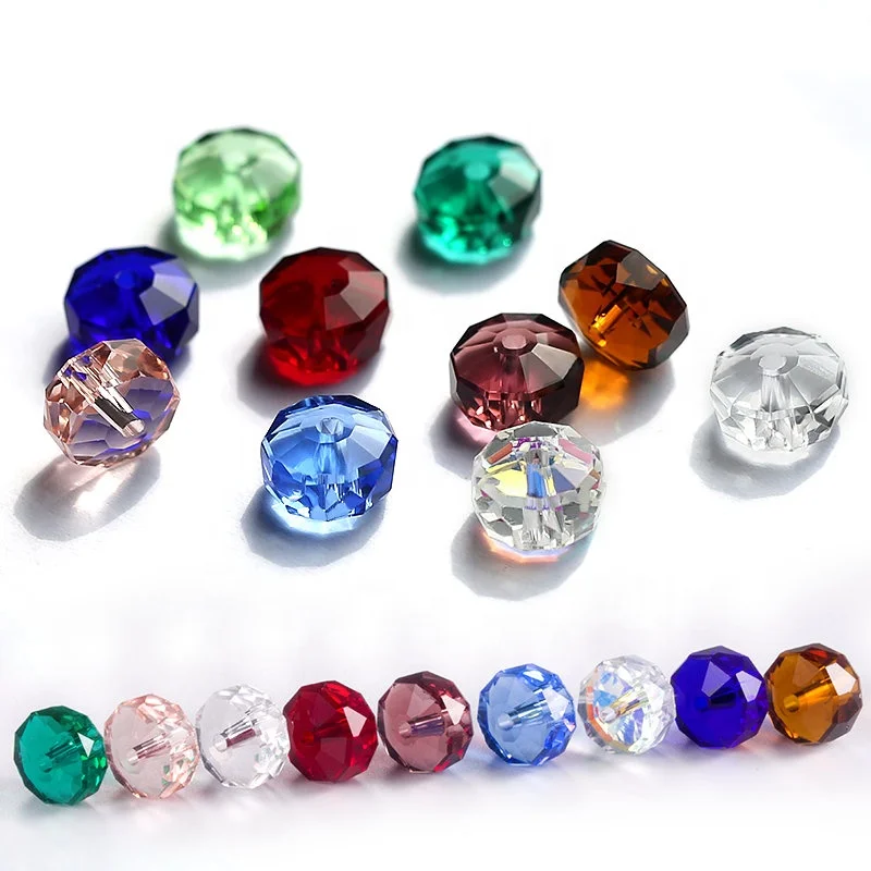 

Beads Supplier Loose Glass Machine Faceted Much Size AB Colors Round Wheel Bracelet Bead for Jewelry Making