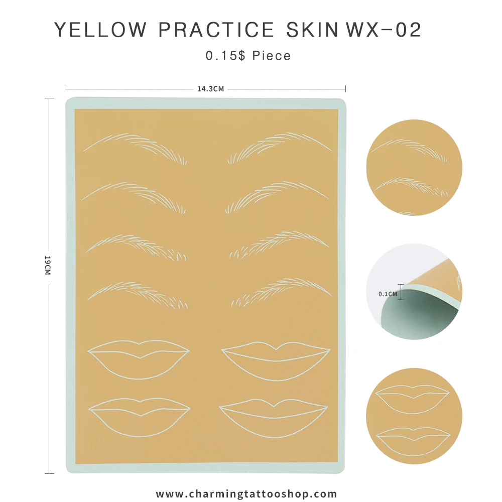 

Factory Direct Yellow Practice Skin Permanent Makeup Tattoo Skin Washable Soft Microblading Practice Mats