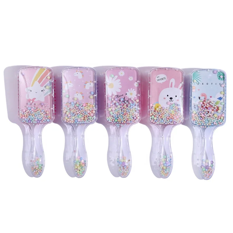 

Kid-friendly Fashion Glitter Hairdressing Hairbrush Long Handle Rectangle Massage Hair Brush Waterproof Customize Hairbrush, Customized color