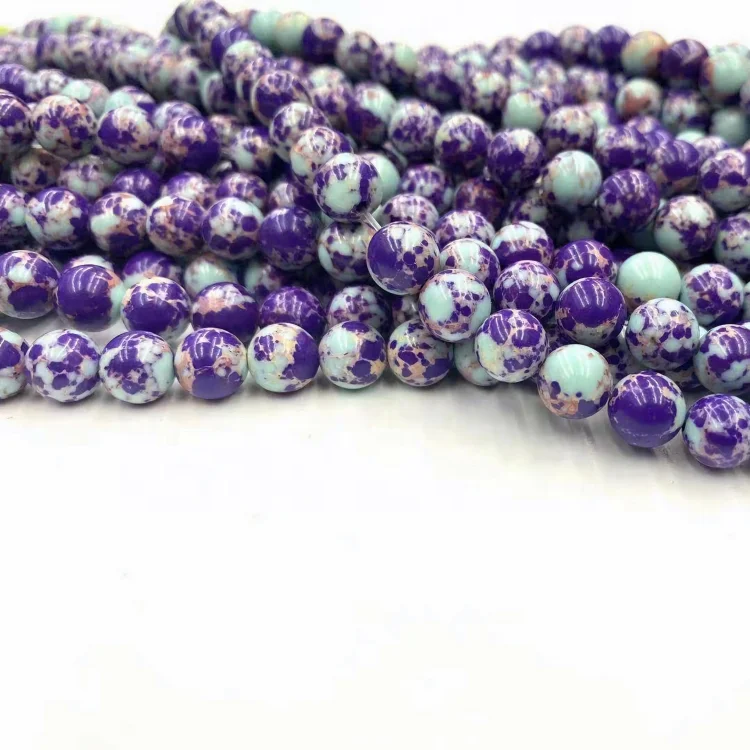 

Imperial Jasper Natural Stone Assorted Blue purple Loose Round Turquoise Sea Sediment Imperial Jasper beads for Jewelry Making