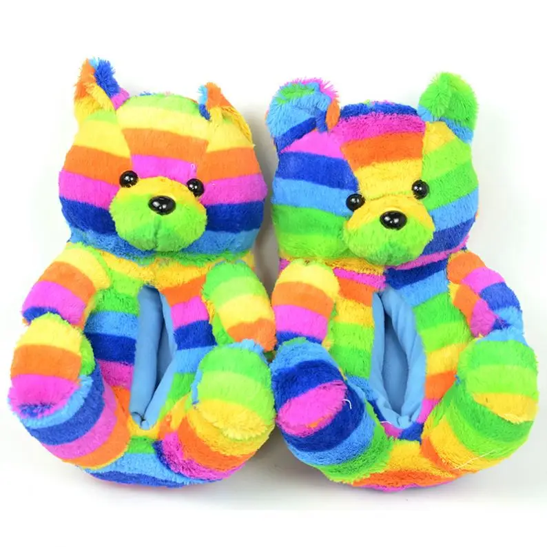 

Valentine's Day Birthday gift for Girl Friend Plush Fluffy Teddy Bear Slippers, Picture