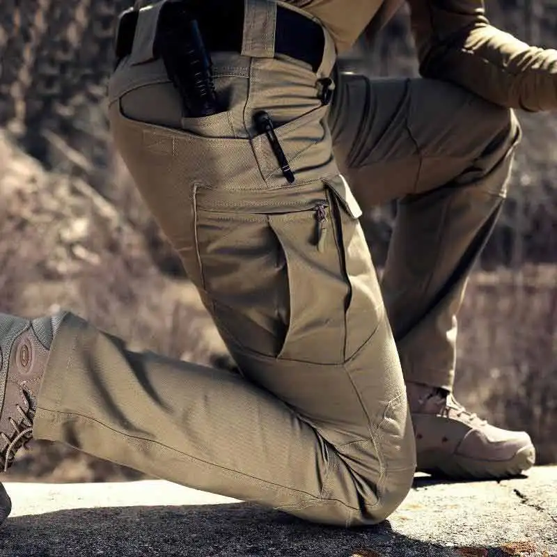

Fashion Men's Waterproof Hiking Hunting Multi Pockets Stretch Cuff Trousers Military Tactical Camo Combat Cargo IX8 Pants, 4 colors