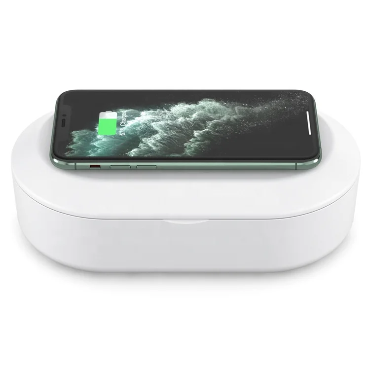 trend 2022 Qi 10W multifunctional quick fast charging cell mobile smart phone uvc 15W uv sanitizer box wireless charger, White