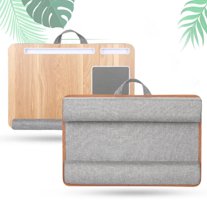 
Portable Lap Desk Laptop Table Tray Bed Table with Handle Phone Holder and Pillow Foam Cushion 
