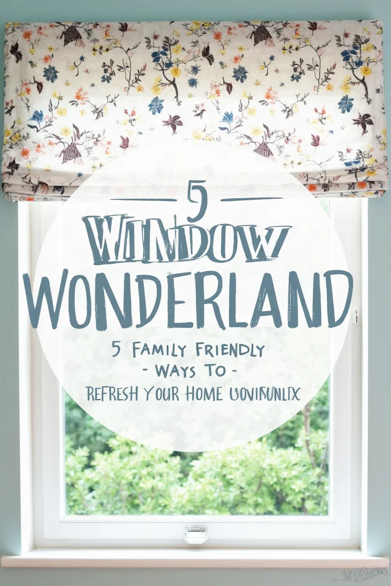 A family decorating windows together during a weekend project
