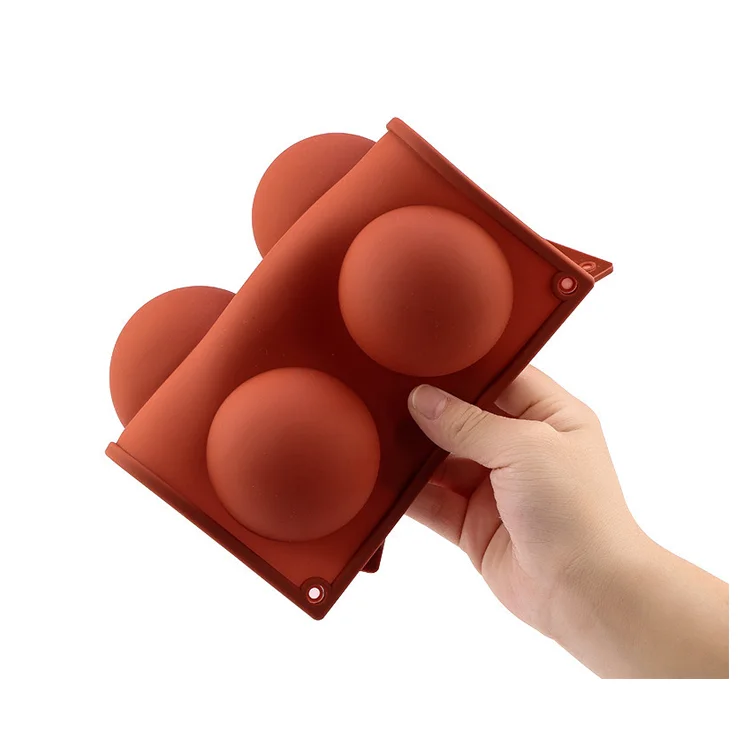 

Home bake ball shape mini cake decorating silicone moulds, Brown, pink