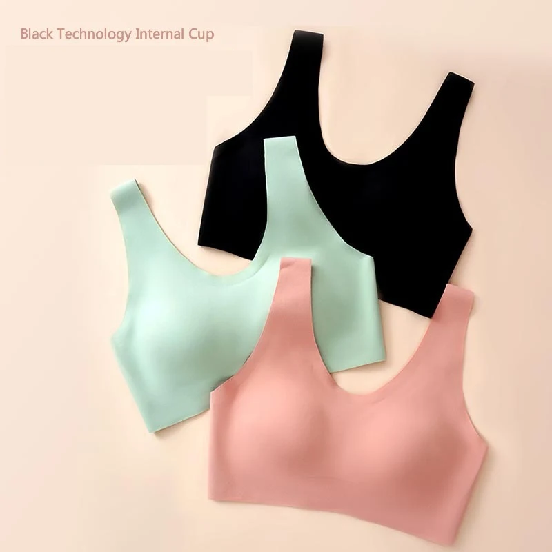 

In Stock Women Comfortable Bralette Wireless Bra Ladies One Piece Padded Bralette Seamless Crop Top Seamless Bra For Women, Picture show