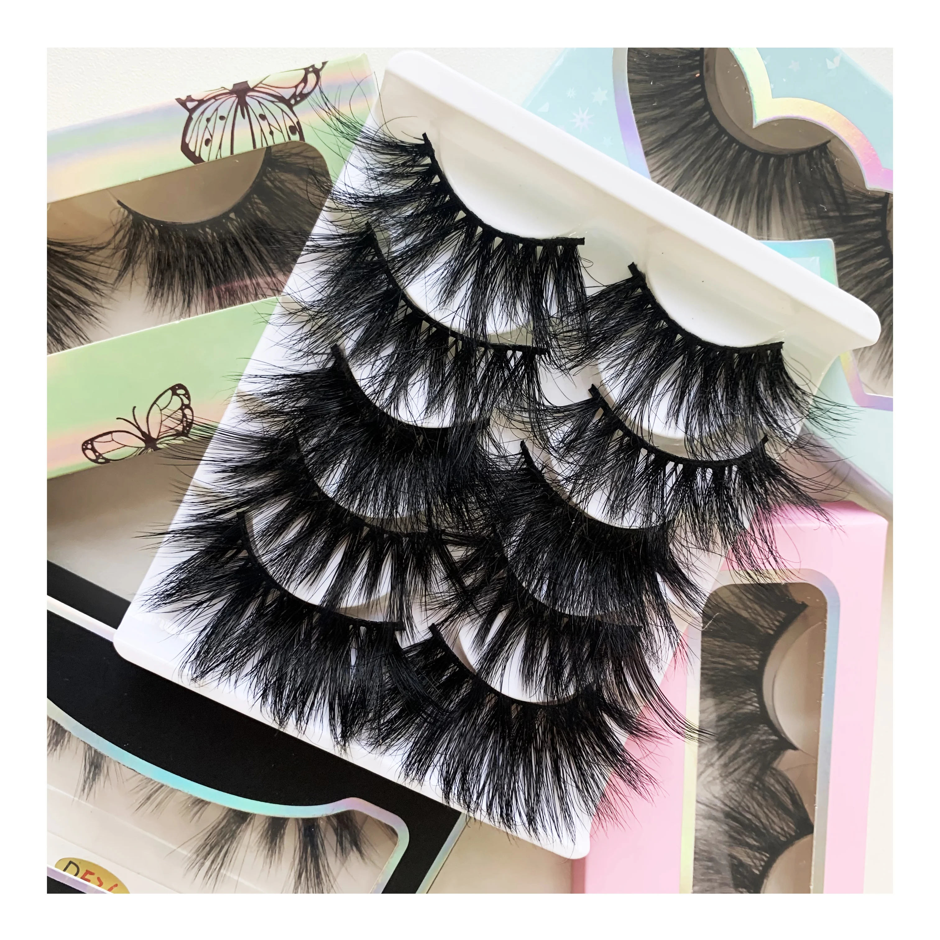 

wholesale custom lash box 25mm eyelashes 3d mink lashes dramatic mink eyelashes brush vendors, Black color