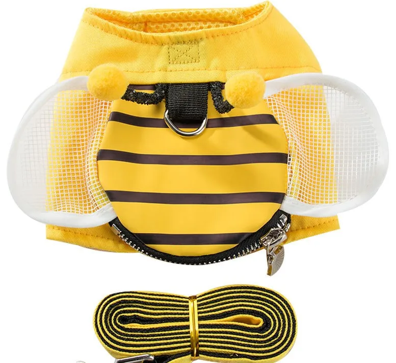 

Cute Bee Angel Wings Breathable Safety Dog Harness Outdoor Designer dog harness and leash set