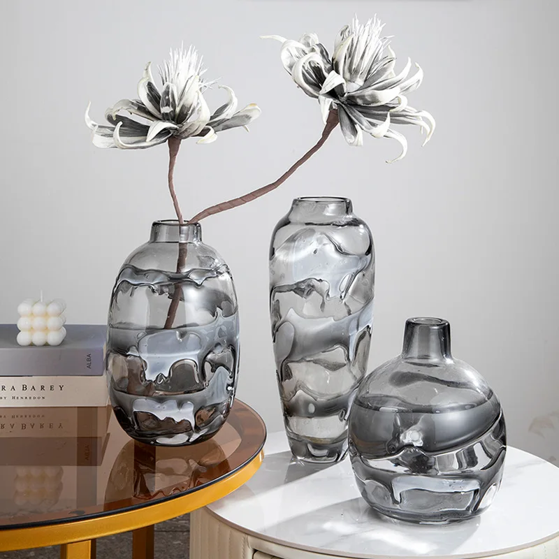 Nordic Minimalist Modern Fashion Glass Vase Black and White Geometric Flower Arranger Wholesale Soft Decorative Ornaments