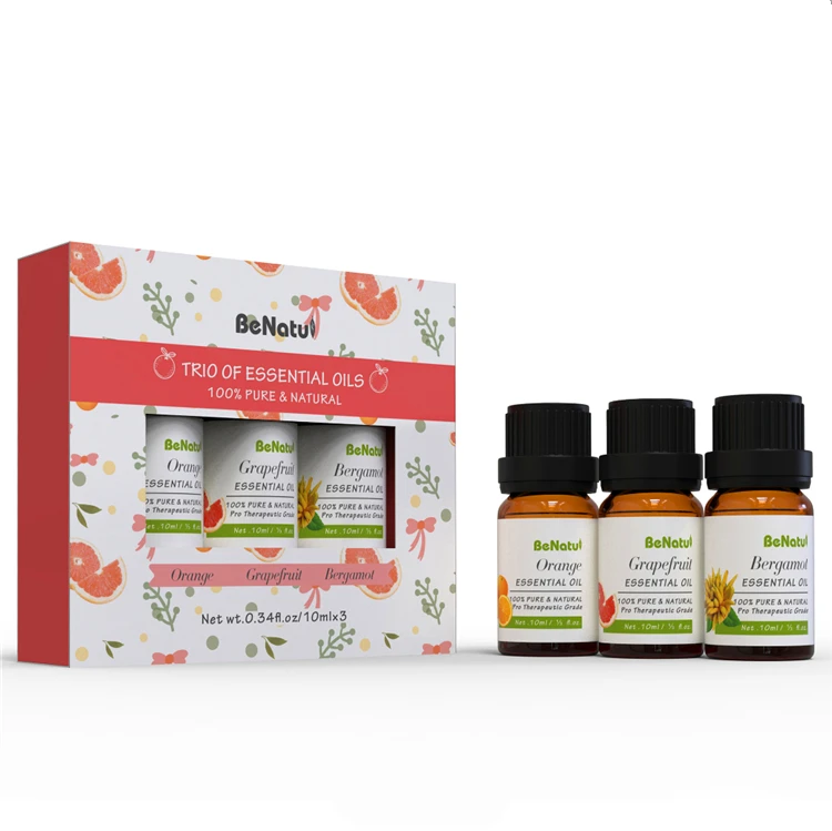 

100% Pure Concentrated Oil, Refresh Body & Mind Orange, Grapefruit, Bergamot 10ml*3 Essential Diffuser Oil Set For Skin