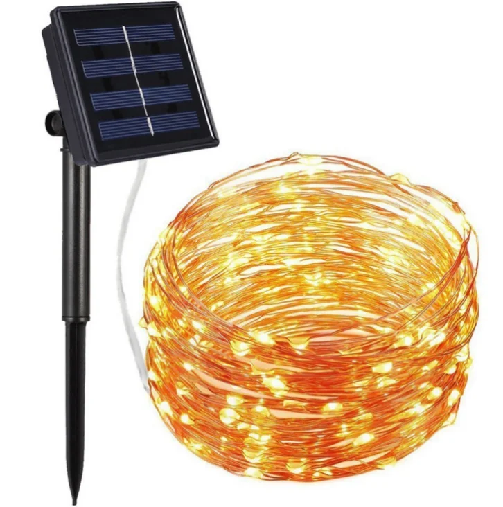 Amazon hot-selling outdoor water-proof Christmas decoration courtyard solar copper wire LED string light