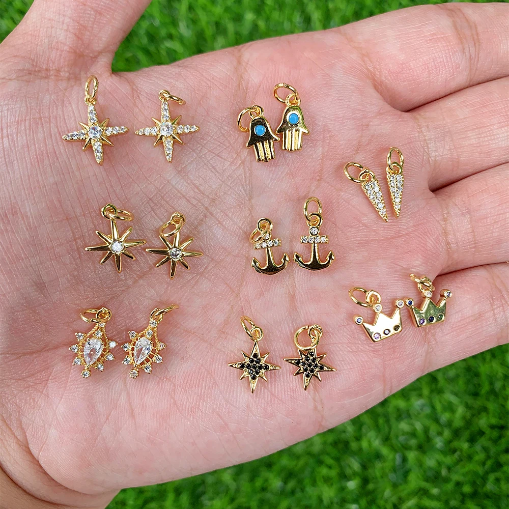 

Crown/Harms palm/star shape mix style CZ micro pave pendant Nickel Free Brass accessories Jewelry accessories wholesale