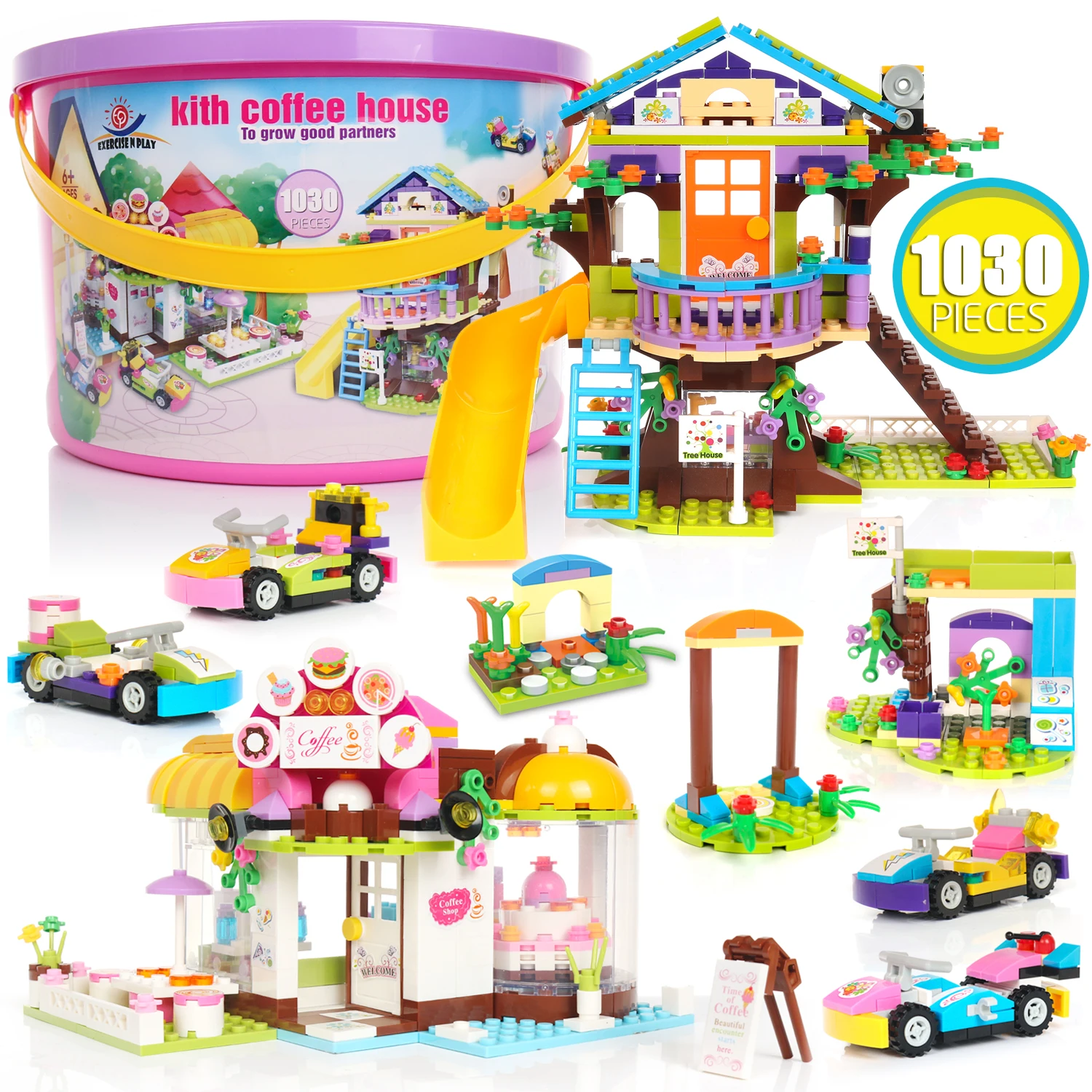 

Exercise N Play Tree House Coffee House Building Bricks Toy Creative Construction Play Set Kids Best Learning Roleplay Toy Gift