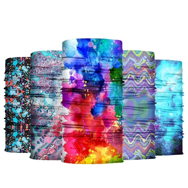 Custom Print Design Colorful Cycling Fishing Sport Polyester Neck Tube Gaiter Scarf Face Cover Mask Bandana Seamless