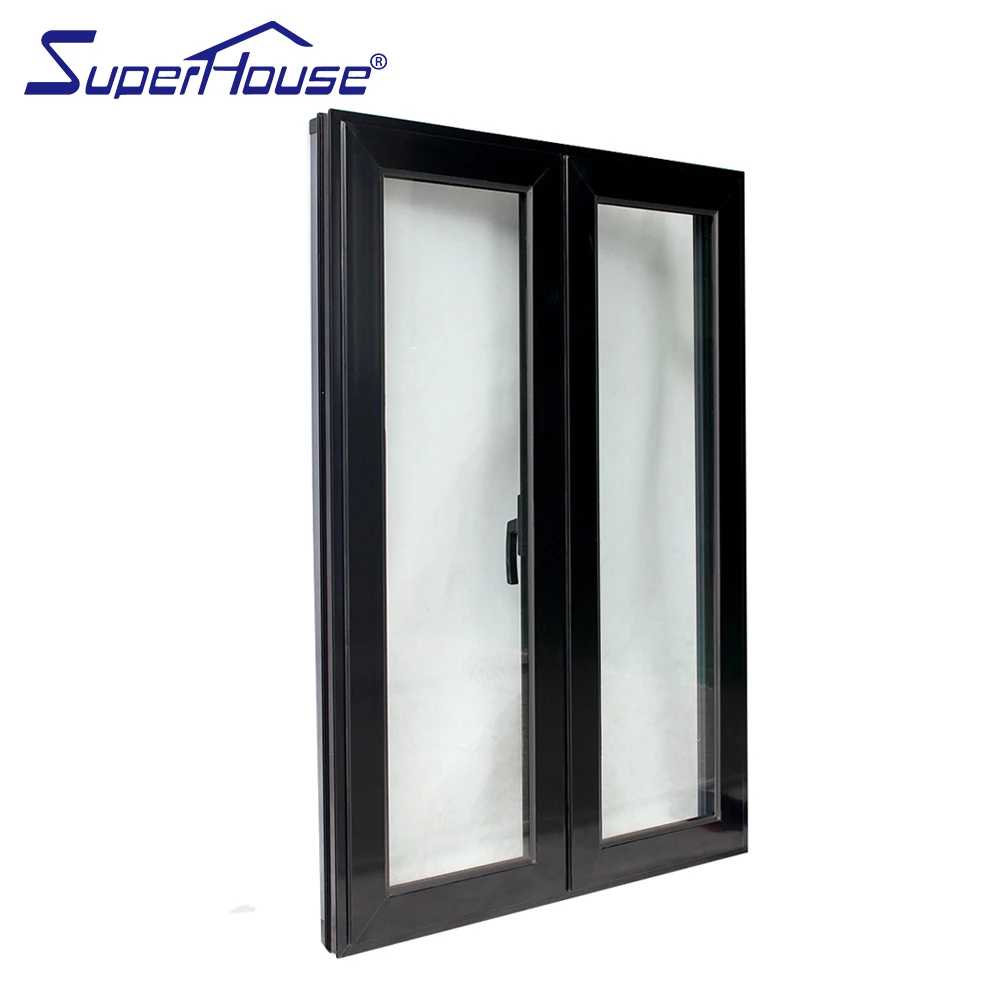 USA Standard temper glass aluminum frame casement windows with mosquito net