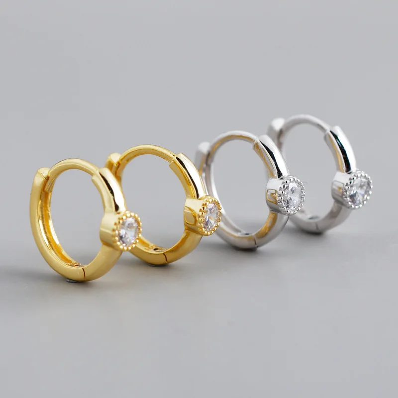 

Fashion pure silver earrings Round Design Diamond Hoop Earrings for Women