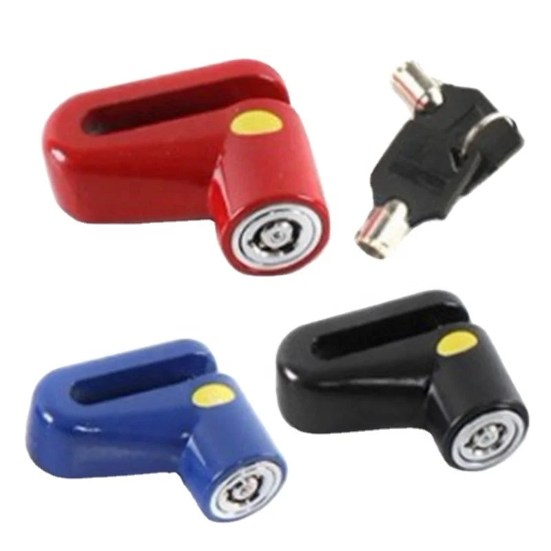 

Bicycle disc brake lock mini anti - theft wheel safety lock with plastic frame and key Motorcycle Disc Lock, Blue red black