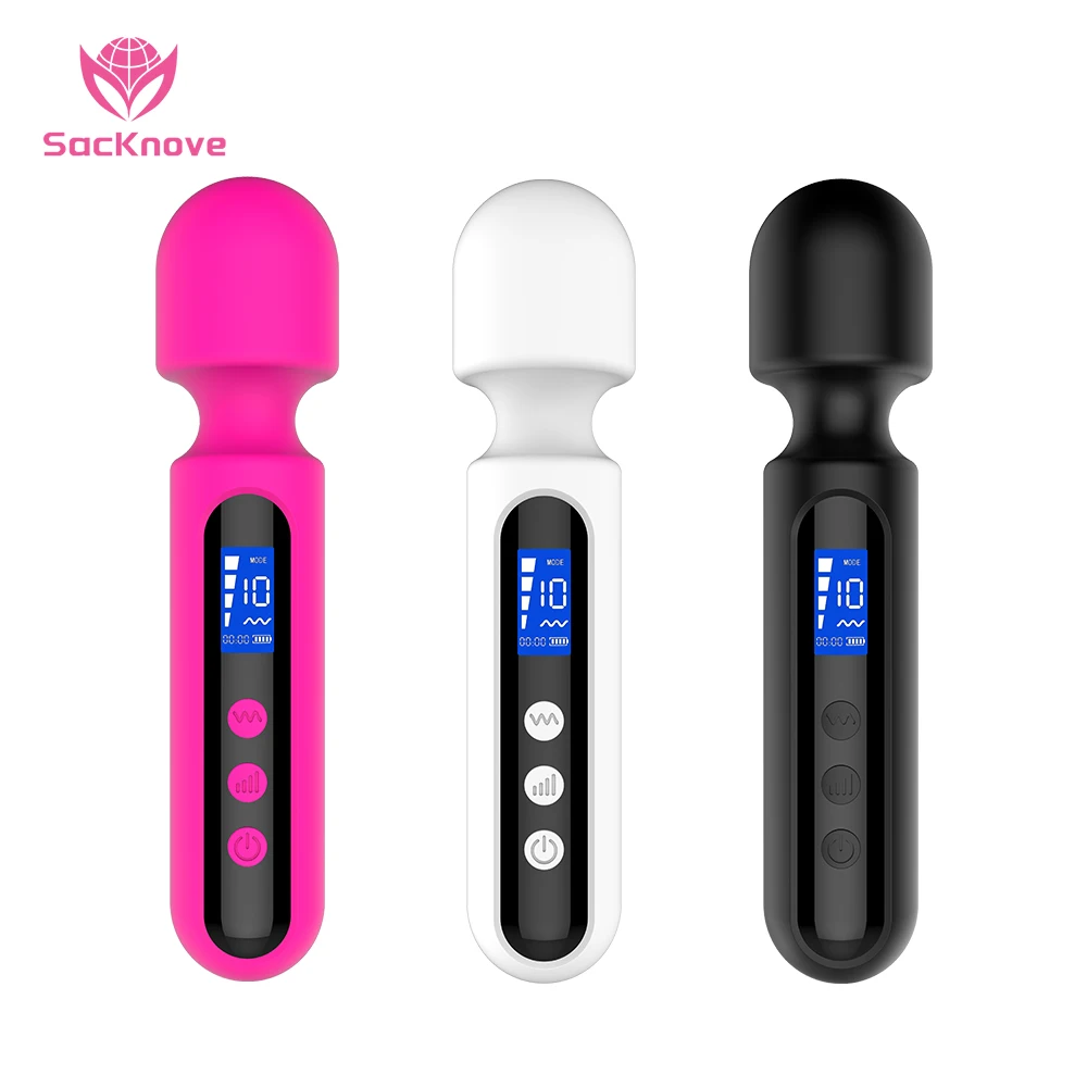 

SacKnove Mini Large LCD Display Female Vibrator Multi-Speeds Pleasure Clitoris Massage Sex Toy AV Wand Massager