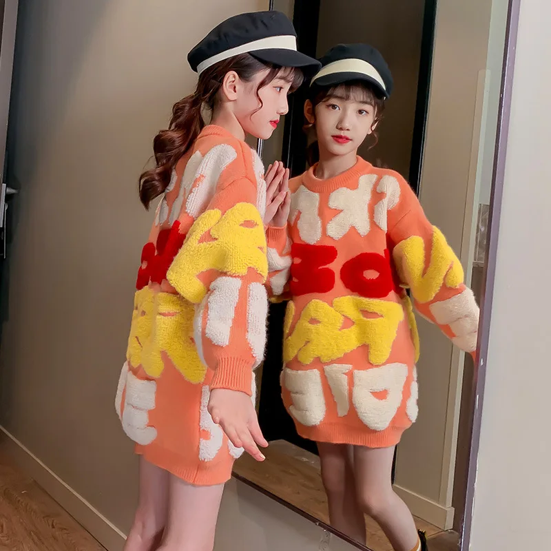 

2021 new fashion round neck girls sweater letter girl s clothing, Picture