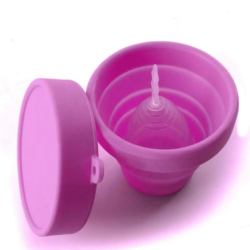 

Reusable Foldable Cup Silicone Collapsible Sterilizer for Menstrual Cups, Pink