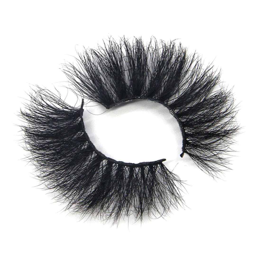 

Super Dramatic Lashes3d Wholesale Vendor 25MM 3D Thick Long Real Mink Strip Eyelashes Custom Logo Lashes Vendor, Natural black