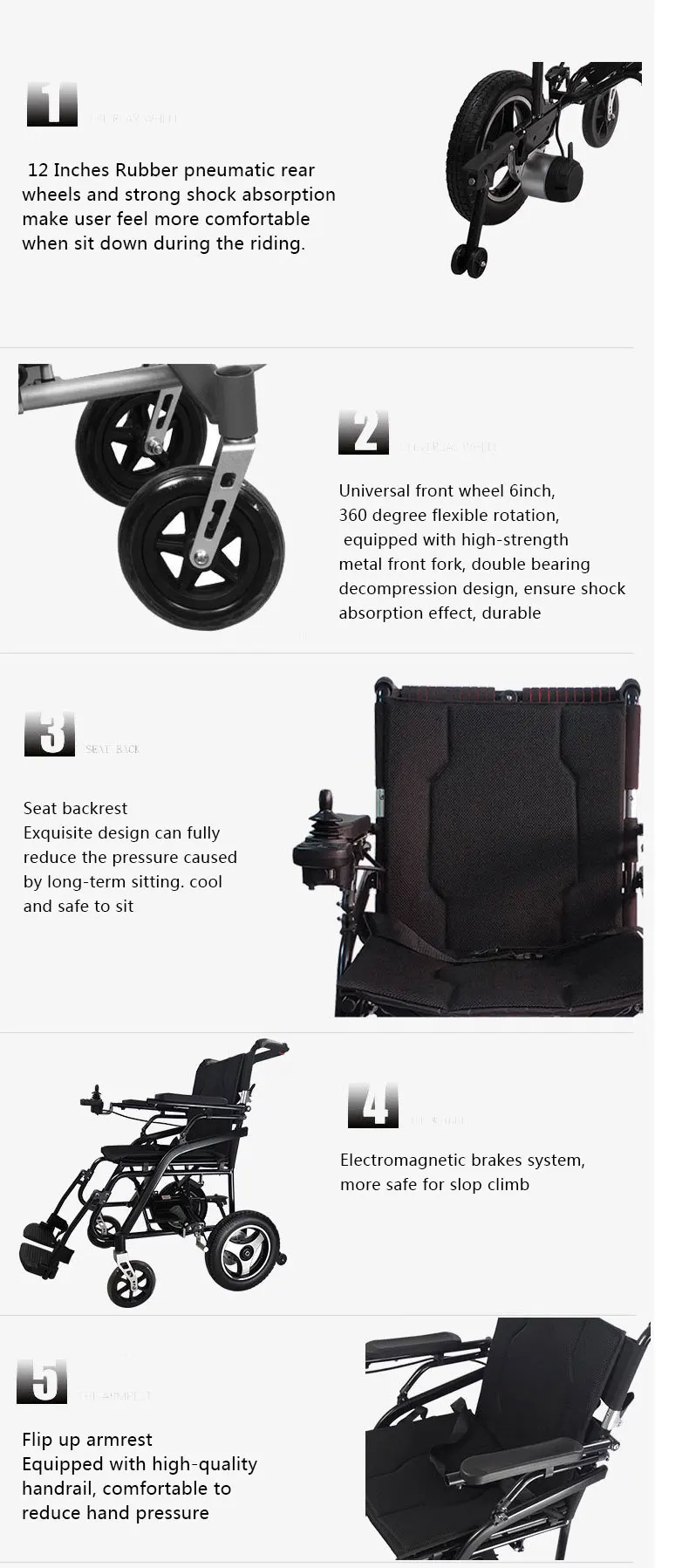 Hot Sale Lightweight Folding Power Electric Wheelchair with Lithium battery