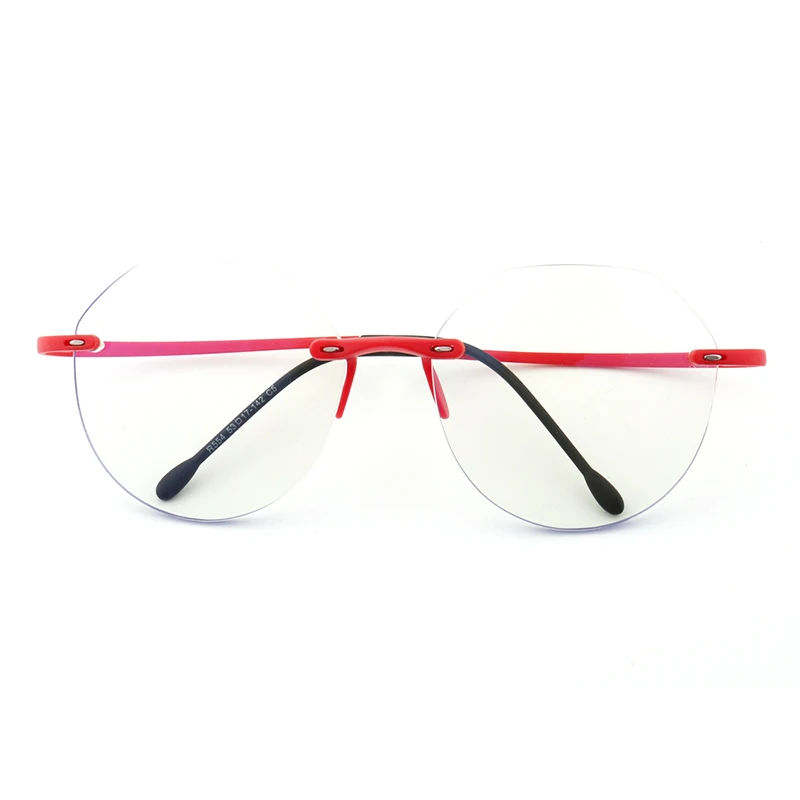 

Fashion Polygon Rimless Blue Light Blocking Flexible Red Optical Glasses Frame, 5 colors