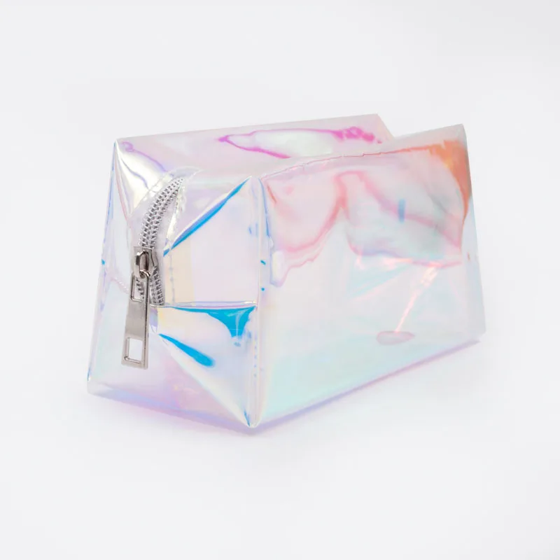 

private Label Beauty Rainbow Zipper Makeup Bags Fashion Small Personalized Holographic Pvc Cosmetics Bag