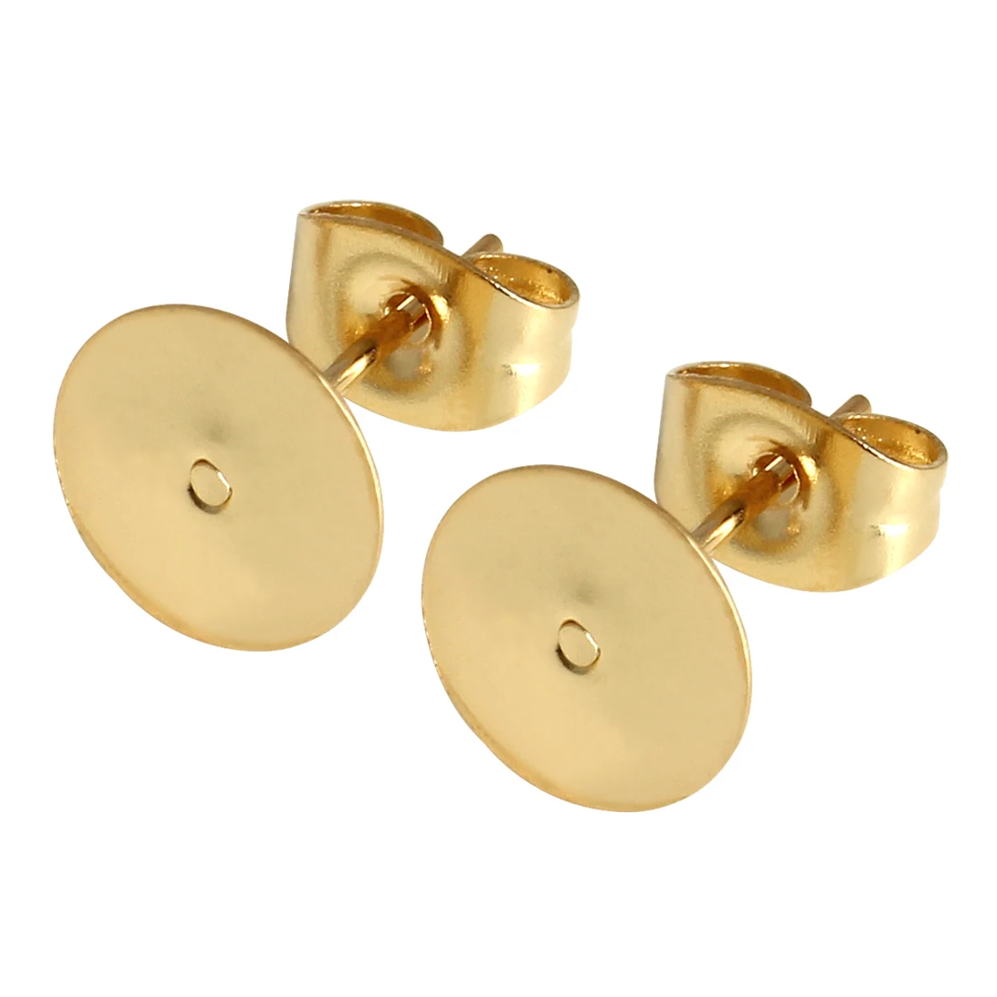 

LINGSAI Real Gold Plated Stainless Steel Blank Post Earring Studs Base Pins With Earring Plug Findings Ear Back For DIY Jewelry, Genuine gold plated